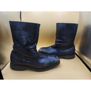 VTG Field & Stream Black Leather Insulated Boots Zip Side Almond Toe Men Sz 10EE